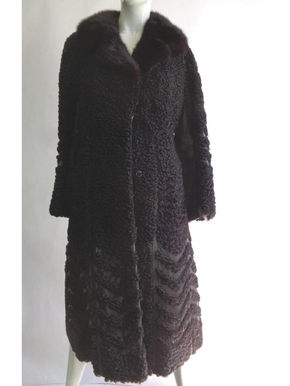 EXCELLENT BLACK ASTRAKHAN LAMB MINK FUR COAT JACKET WOMEN WOMAN SZ 4-6 SMALL